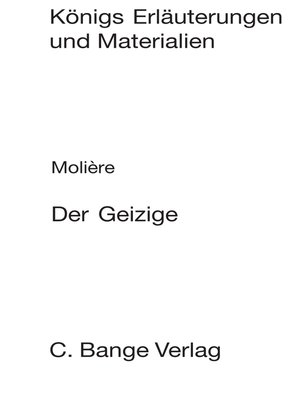 cover image of Der Geizige (L'Avare). Textanalyse und Interpretation.